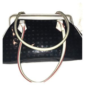 ARCADIA Black Patent Logo Embossed Doctor Bag